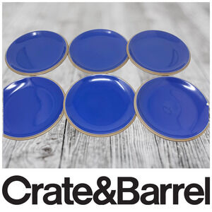 Lot 6 x Crate & Barrel Oasis Blue Stoneware 10" Dinner Plates **BONUS READ**